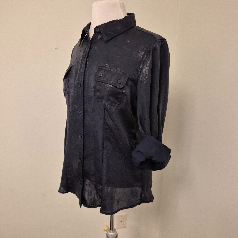 Calvin Klein Waxed Navy Blue Dress Shirt